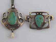 Appraisal: Murrle Bennett A silver turquoise and freshwater pearl Art Nouveau