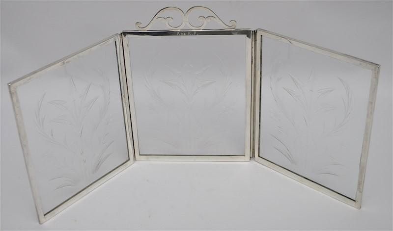 Appraisal: TIFFANY STERLING TRI FOLD TEA VANITY SCREEN A Rare Tiffany