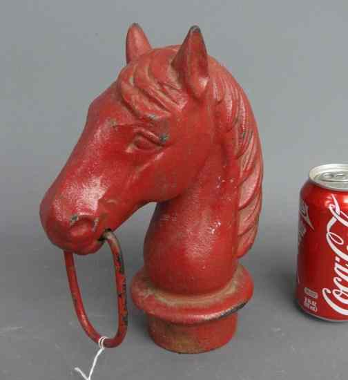 Appraisal: Early cast iron horse head hitching post '' Ht