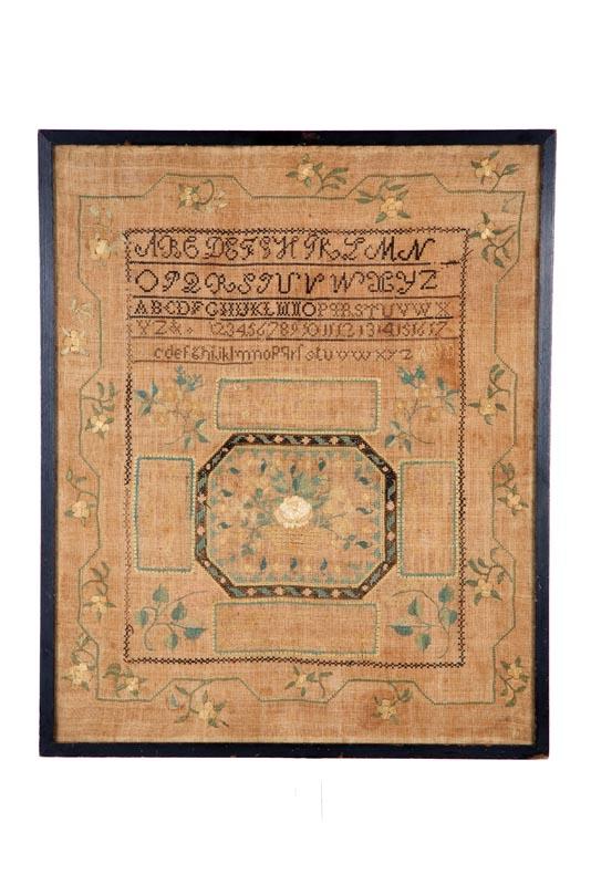 Appraisal: SAMPLER Mary Johnson probably Taunton Bristol County Massachusetts silk on