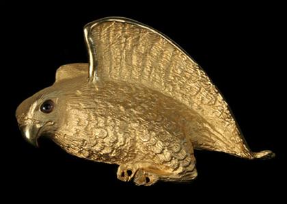 Appraisal: Fine designer falcon belt buckle Hand cast large gold bird-of-prey