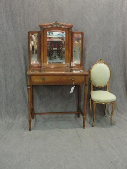 Appraisal: Mirrored Top Vanity Chair From a Larchmont home Dimensions w