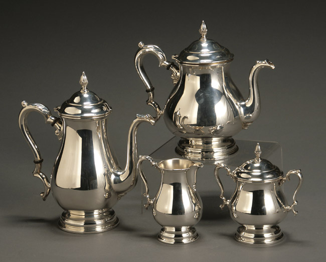 Appraisal: International Silver Co Sterling Four-Piece Coffee and Tea Service Meriden