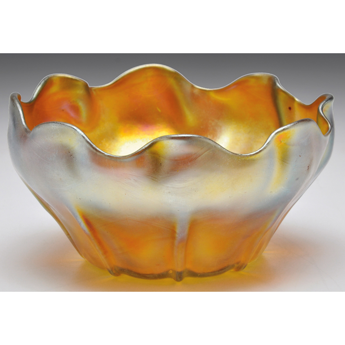 Appraisal: L C Tiffany bowl gold favrile glass with overall iridescence