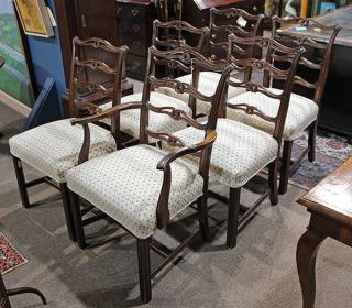 Appraisal: lot of Set of English mahogany dining chairs in the