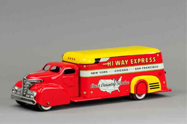 Appraisal: MARX HI-WAY EXPRESS TRACTOR TRAILER Tin lithographed great graphic images