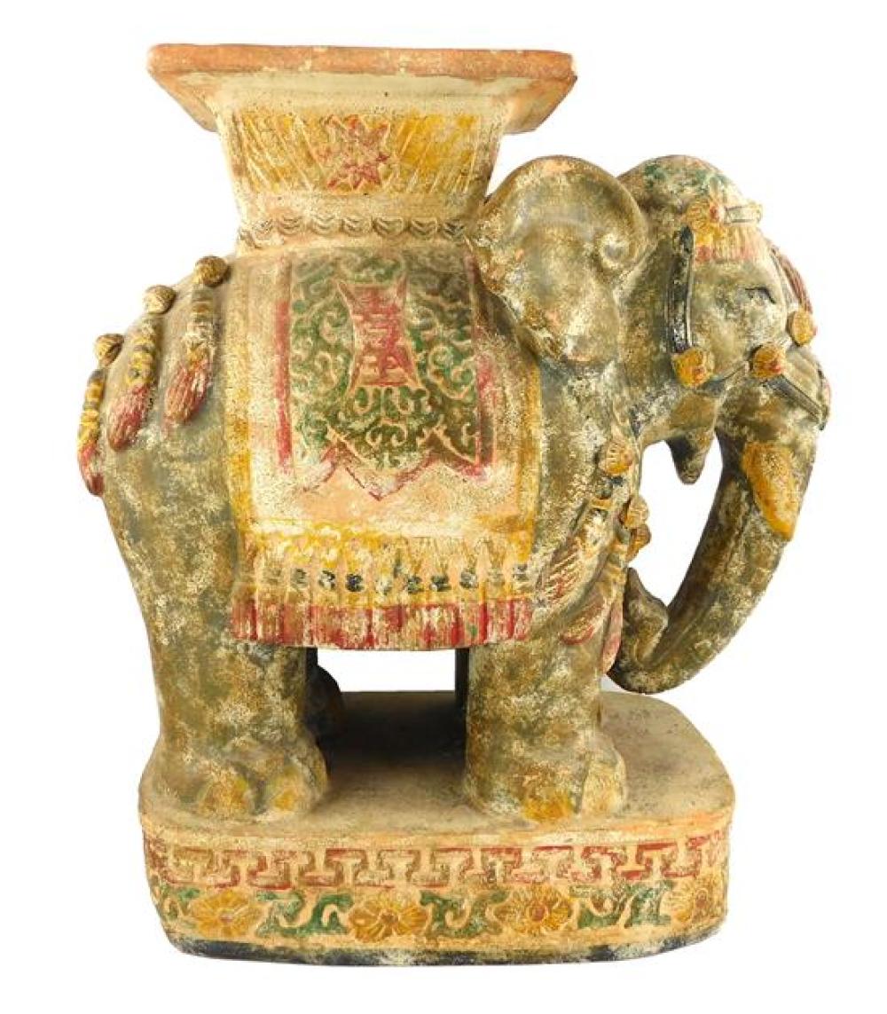 Appraisal: Ceramic elephant garden seat platform top rests on elephant form