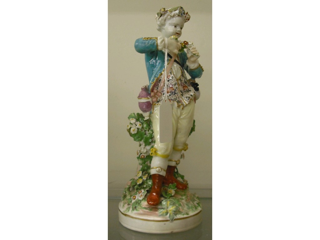 Appraisal: th century Derby figure of a standing gentleman holding a