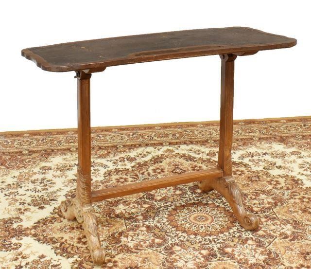 Appraisal: English tilt-top writing table th c having scalloped top with