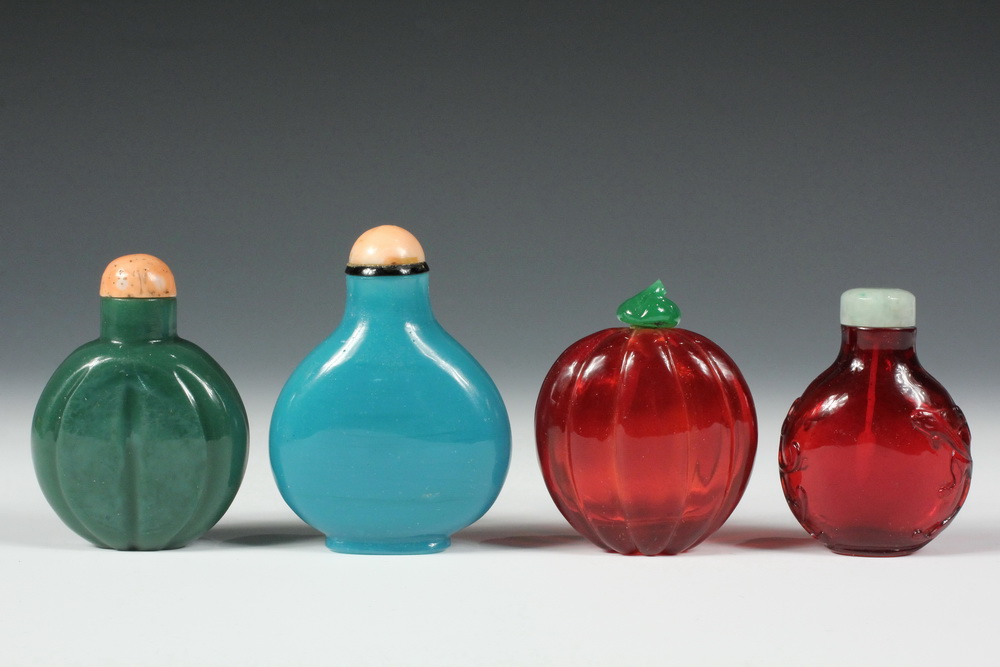 Appraisal: A GROUP OF GLASS SNUFF BOTTLES - Including A Green