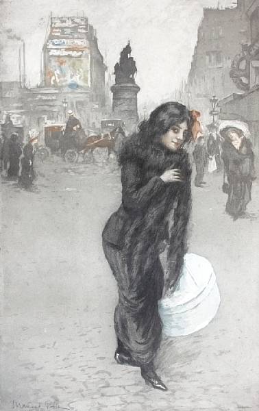 Appraisal: Manuel Robbe French - Untitled Lady in Black Etching and