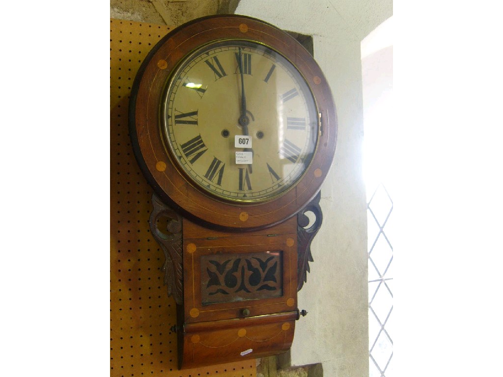 Appraisal: A late th century walnut and inlaid drop dial wall