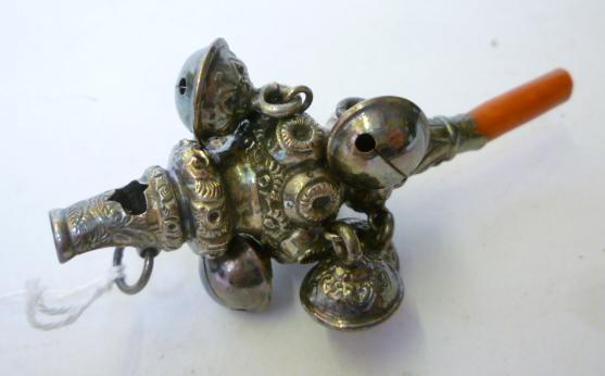 Appraisal: A VICTORIAN RATTLE WHISTLE maker's mark indistinct Birmingham probably of