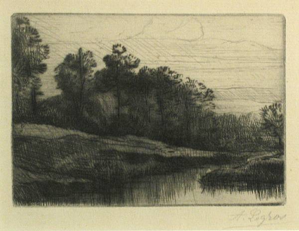 Appraisal: Alphonse Legros David Young Cameron Evening Mountain Lake Etching and