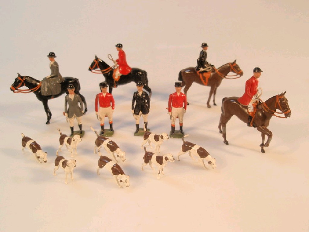 Appraisal: Britains lead Hunting Series four mounted figures four figures on