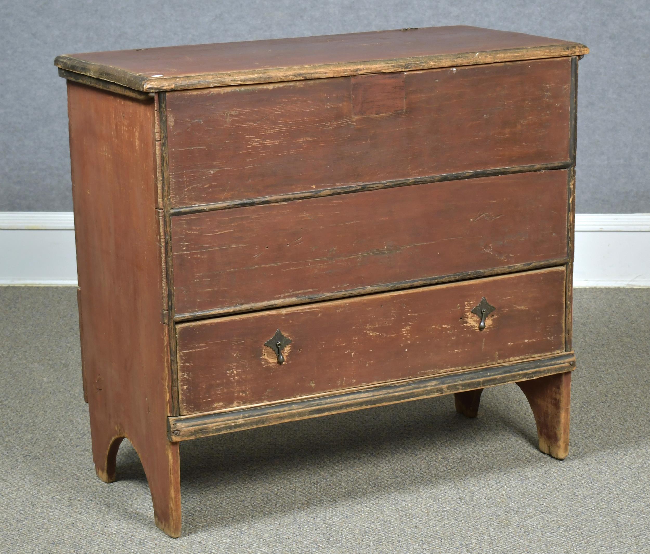 Appraisal: TH C PAINTED QUEEN ANNE BLANKET CHEST Ca poplar chest