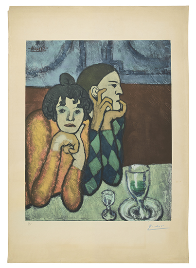 Appraisal: PABLO PICASSO after L'Arlequin et sa Compagne Color collotype circa