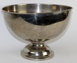 Appraisal: Round silverplated champagne bucket Round silverplated champagne bucket h x