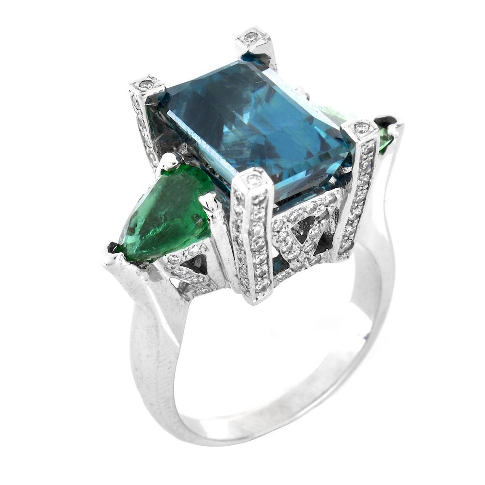 Appraisal: London Topaz Emerald and K Ring Vintage Approx Carat Emerald