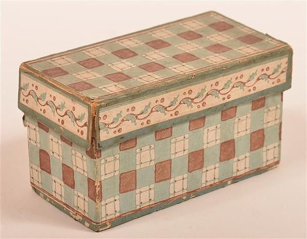 Appraisal: Antique Rectangular Wall Paper Trinket Box Antique Rectangular Wall Paper