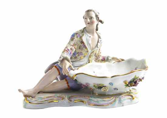 Appraisal: A Meissen Porcelain Figural Master Salt modeled as a man