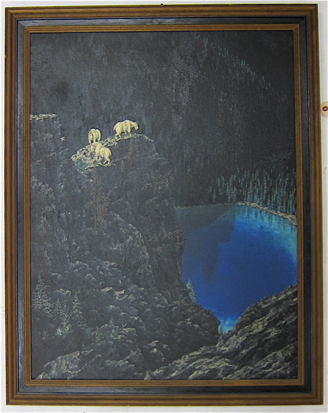 Appraisal: JAMES BAUER OIL ON CANVAS Montana th century Mountain goats