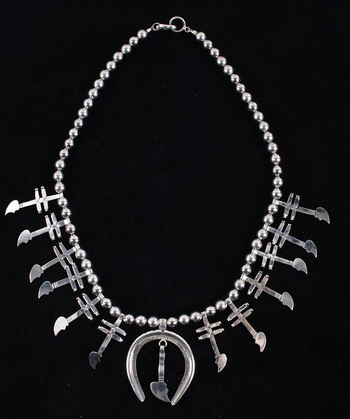 Appraisal: Lakota A A Horse Alpaca Silver Squash Necklace Featured in