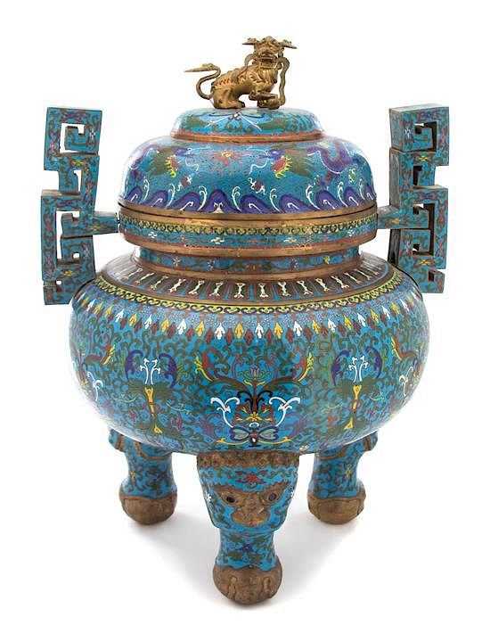 Appraisal: A Chinese Champleve Palace Covered Jar Height inches A Chinese