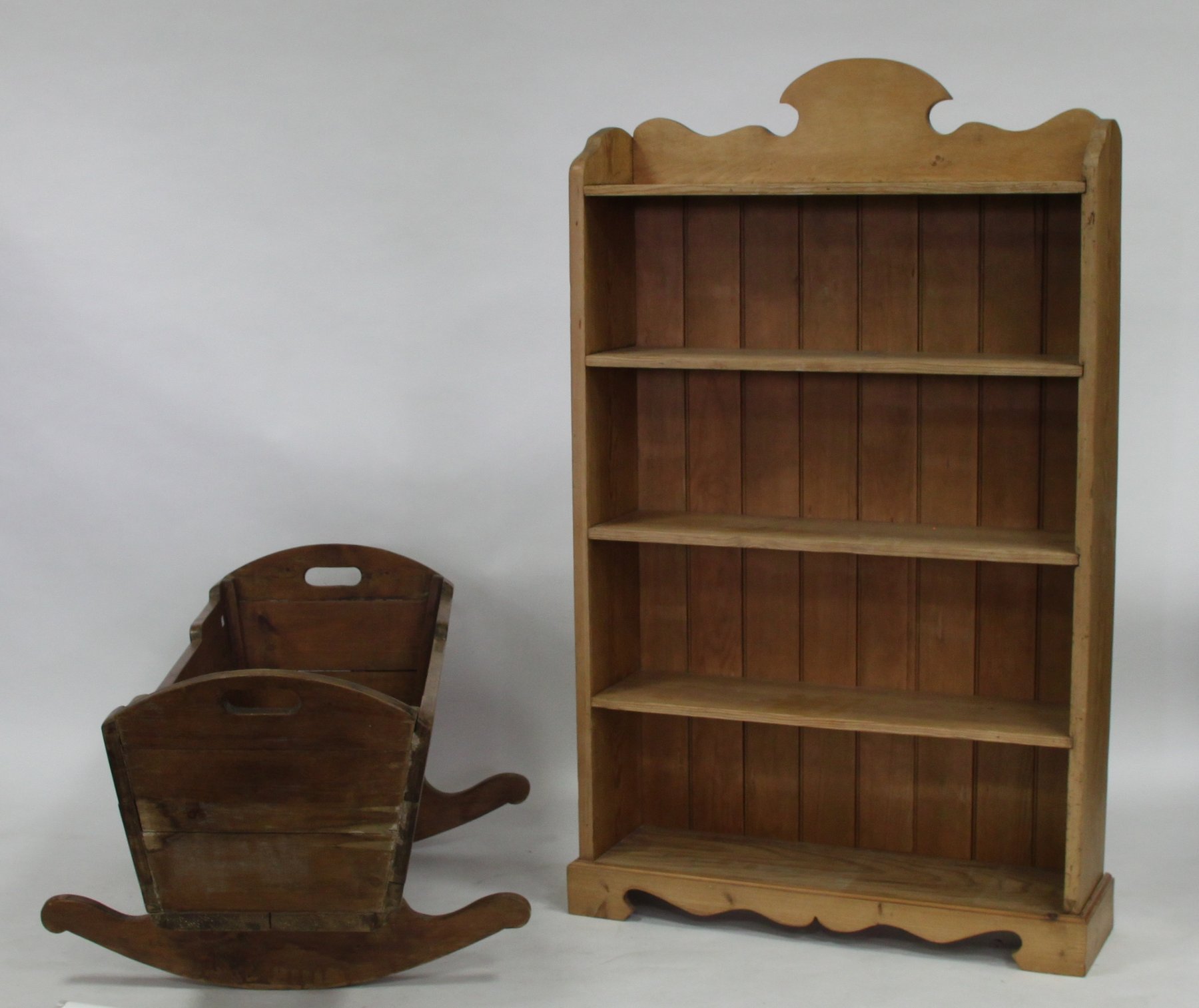 Appraisal: A pine open bookcase of five shelves cm '' wide