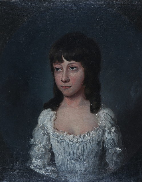 Appraisal: C METZHalf length portrait of a young girl with shoulder