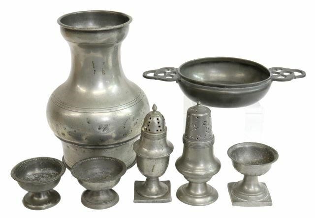 Appraisal: lot of American pewter tableware th- th c various styles