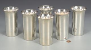 Appraisal: Silver Beakers Set of silver beakers tall cylindrical form with