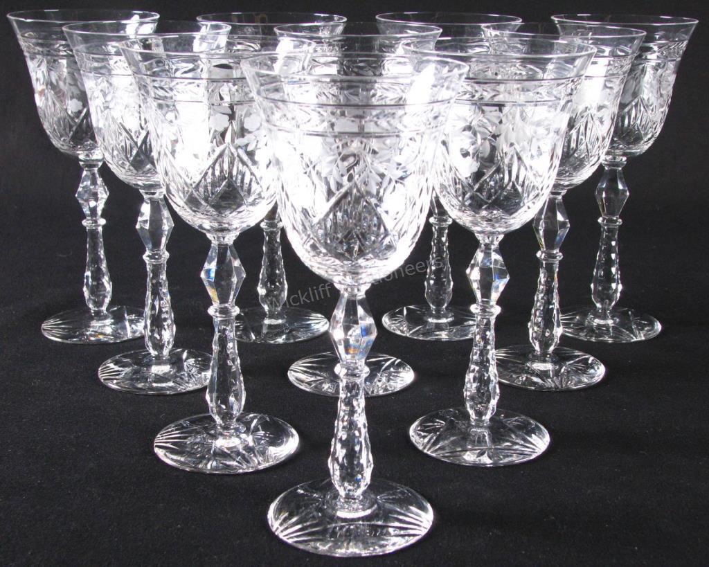 Appraisal: Set of Etched and Cut Crystal Stemware ten total fine