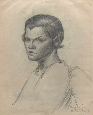 Appraisal: Clyde J Singer American - Female portrait sketch from Professor