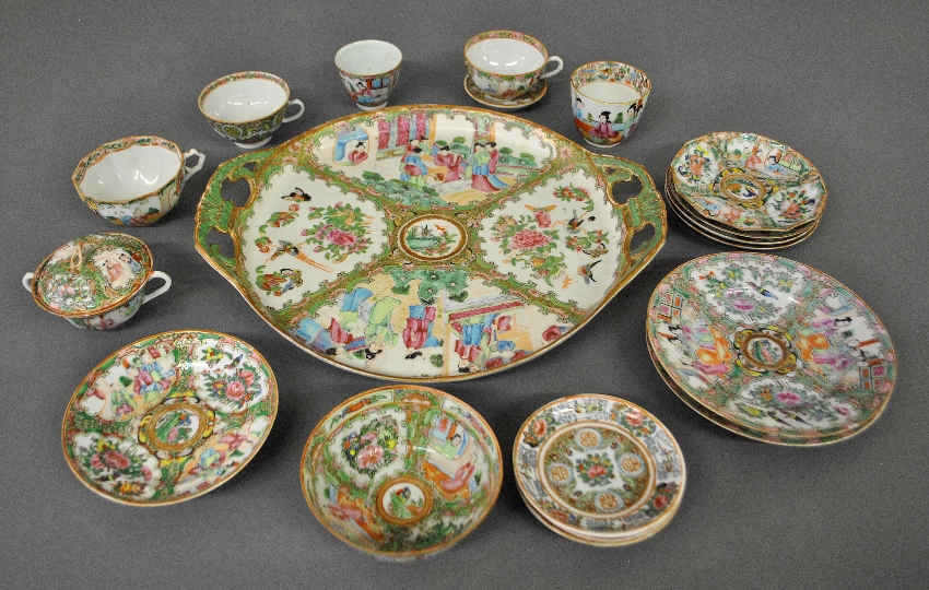 Appraisal: - Rose medallion serving tray c x xl seventeen saucers