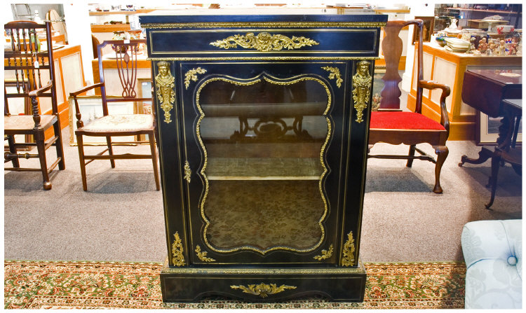 Appraisal: A Fine th Century French Ebonised Music Cabinet With ormolu