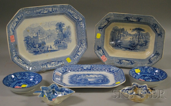 Appraisal: Seven Pieces of Assorted English Blue and White Transfer-decorated Staffordshire