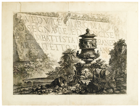 Appraisal: GIOVANNI B PIRANESI Vedute di Roma Title Page Etching x