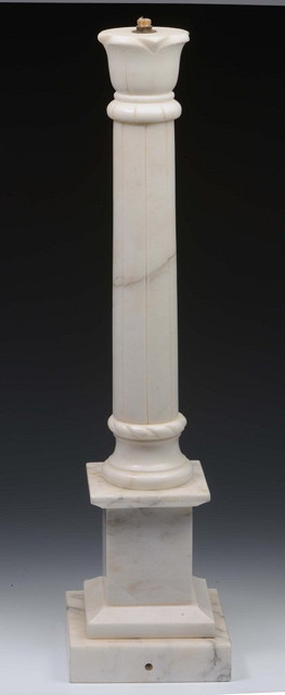 Appraisal: AN ALABASTER COLUMN TABLE LAMP BASE no fitting high