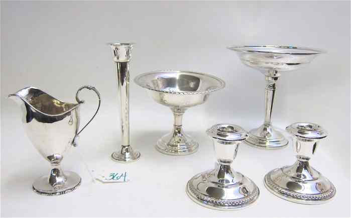 Appraisal: SIX ASSORTED STERLING SILVER TABLEWARE cream pitcher ''H troy ozs