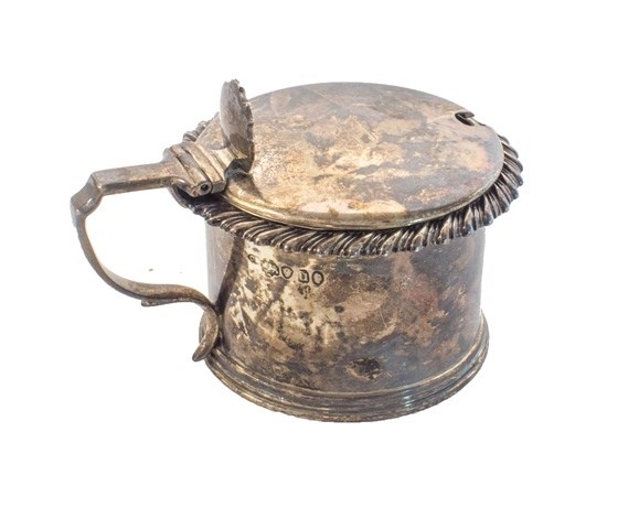 Appraisal: A William IV silver cylindrical mustard pot with a shell