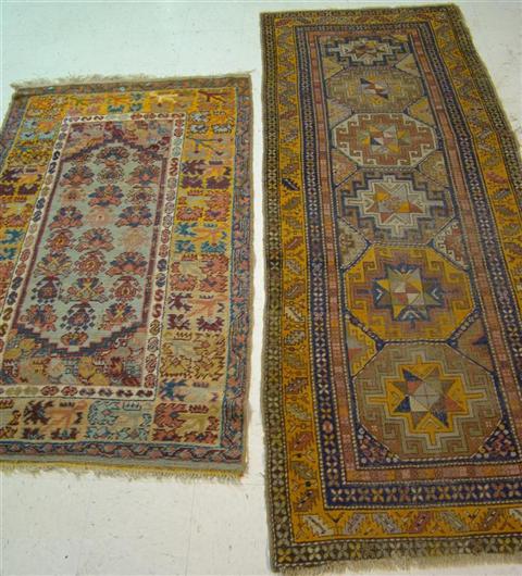 Appraisal: RED AND ORANGE ORIENTAL RUNNER TOGETHER WITH ANOTHER COLORFUL ORIENTAL