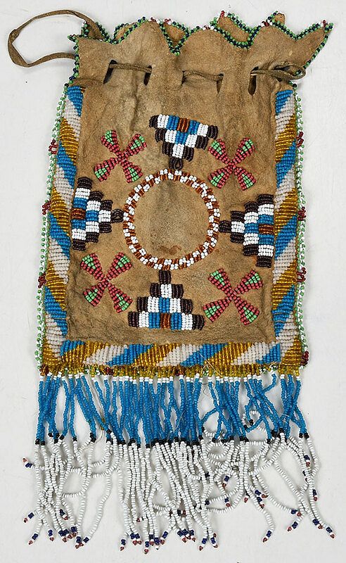 Appraisal: Native American Beaded Hide Pouch early th century possibly Southern