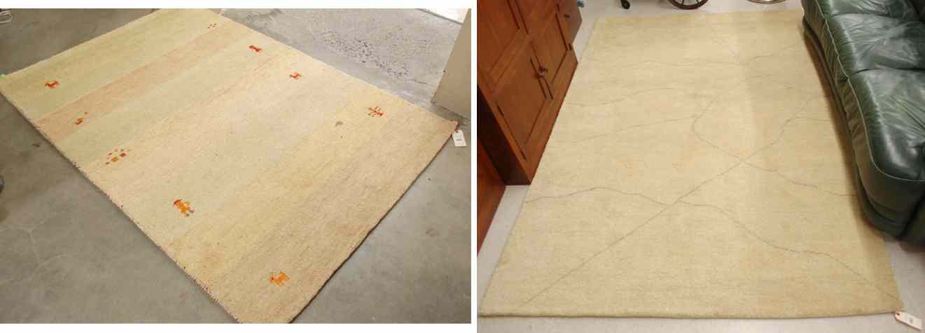 Appraisal: TWO HAND KNOTTED ORIENTAL AREA RUGS Indo-Gabbeh tribals plain design