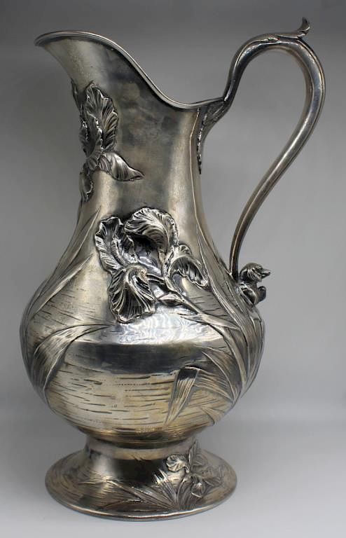 Appraisal: SILVER French Art Nouveau Silver Pitcher French Art Nouveau silver