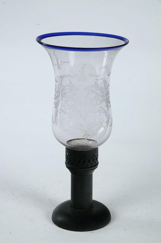 Appraisal: BLOWN AND ENGRAVED GLASS SHADE American mid th century Baluster