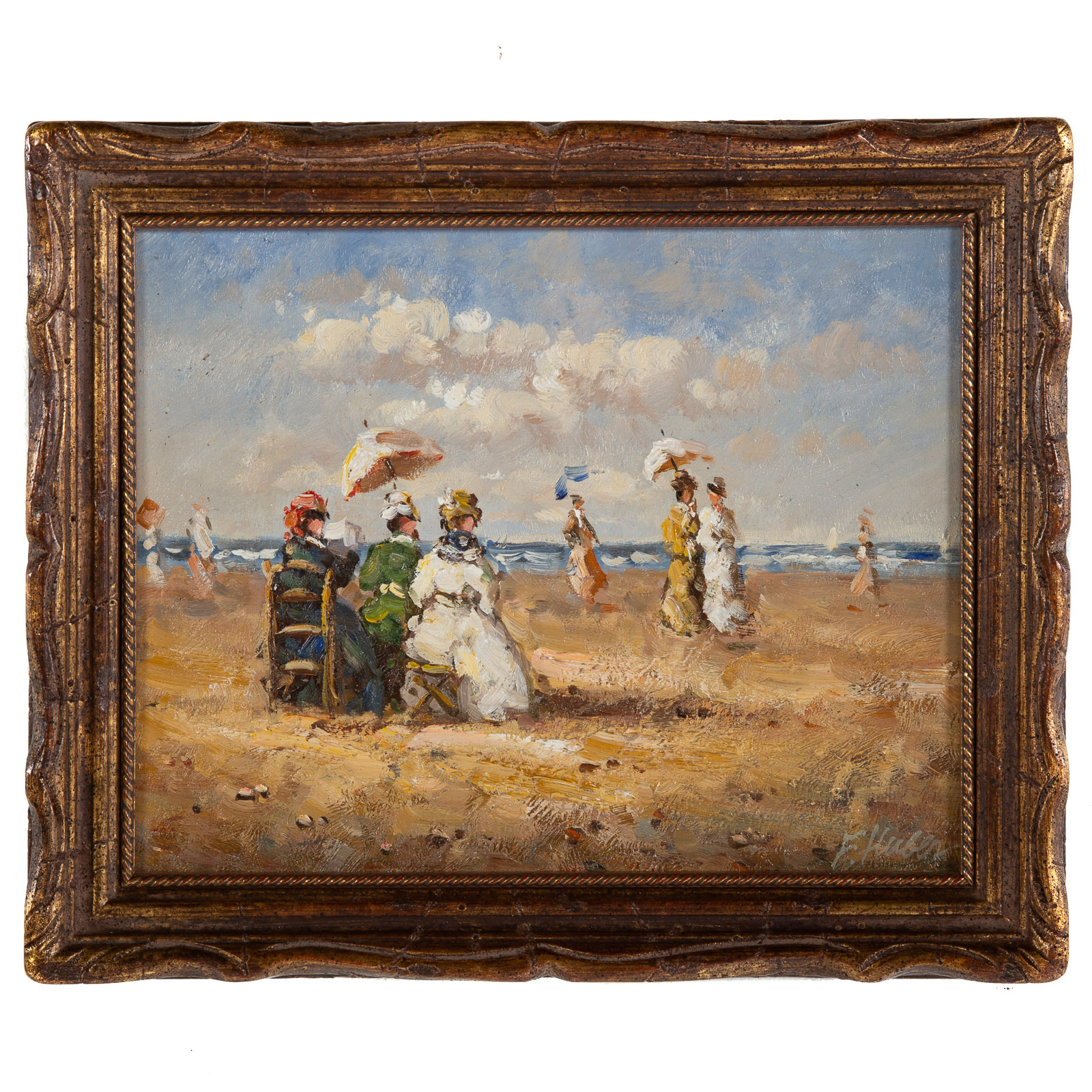 Appraisal: HUBER TROUVILLE BEACH I OIL th century Oil on board