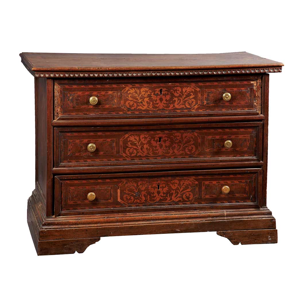 Appraisal: Italian Baroque Walnut Marquetry Commode th Century The rectangular top