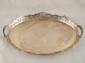 Appraisal: An oval silver tray with pierced sloping galleried sides Birmingham