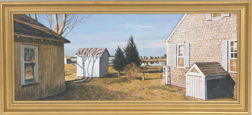 Appraisal: PAUL SUGGSMassachusetts th CenturyOuter Cape landscape with houses and sheds